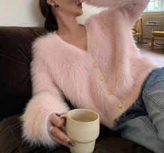 Cozy V-Neck Loose Fit Knitted Cardigan