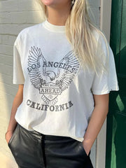 Eagle Print Faded Graphic Rock n Roll 100% Cotton T-shirts