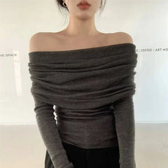 Elegant Off the shoulder knitted Sweater