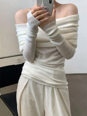 Elegant Off the shoulder knitted Sweater