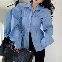 Elegant Patchwork Long Sleeve Top