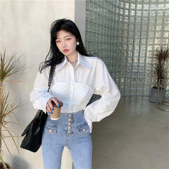 Elegant Patchwork Long Sleeve Top