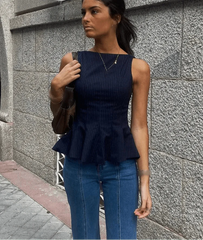 Elegant Ruffle Sleeveless Top