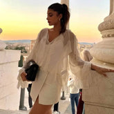 Elegant Ruffle V-Neck Blouse