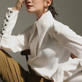Elegant Turn-Down Collar Satin Shirt