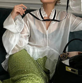 Fashion Loose Ruffle Collar Shirt
