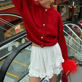 Feather Long Sleeve Knitted Cardigan