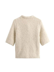 Fluffy Knitted Cardigan with Lace Bow