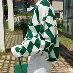 Green Checkered Oversized sweatshirt