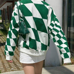 Green Checkered Oversized sweatshirt
