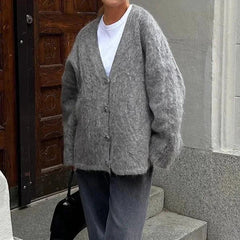 Grey Mohair Knit Cardigan