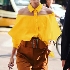 Halter neck Collar 3/4 Sleeve Shirt Blouse