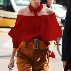 Halter neck Collar 3/4 Sleeve Shirt Blouse