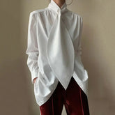 High-neck Tie Urban Office Shirt Blouses