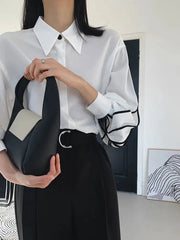 Lantern Sleeve Colorblock Loose Blouses