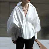 Lantern Sleeve Loose Pullover Blouse