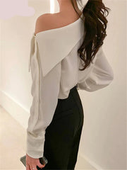 Long Sleeve Chic Elegance White Tops