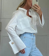 Long Sleeve Pockets Office Work Shirts