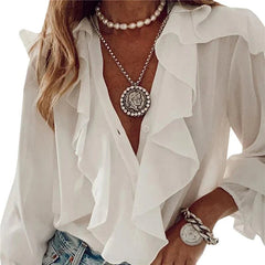 Loose Fit Long Sleeve V-Neck Top