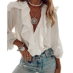 Loose Fit Long Sleeve V-Neck Top