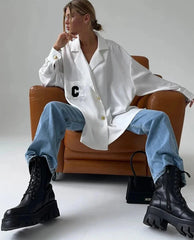 Loose White Shirts Blouses Tops