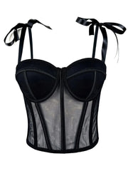 Mesh Corset Halter Crop Top