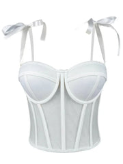 Mesh Corset Halter Crop Top