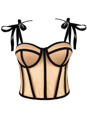 Mesh Corset Halter Crop Top