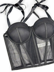 Mesh Corset Halter Crop Top