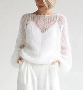See-Through Lantern Sleeve Sweater