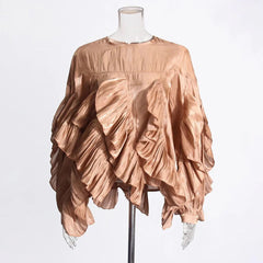 Minimalist Loose Ruffle Pullover Blouse