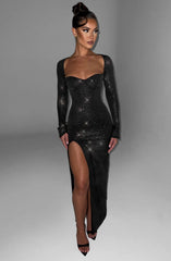 Nadia Maxi Dress - Black Sparkle