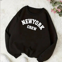 New York Letter Print Sweatshirt Long Sleeve Pullovers