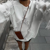 O-Neck Hollow Patchwork Sweater