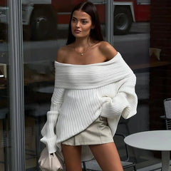 Off-Shoulder Knit Sweater