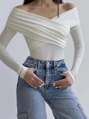 Off-Shoulder Ruched High-Waist Playsuit