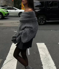 Off the Shoulder Elegant Knitwear Sweater