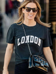 Cotton Letter Print Short Sleeve Tee T-shirts