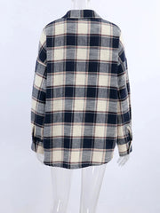 Plaid Cotton Long Sleeve Blouse