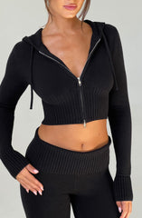 Portia Knit Hoodie - Black