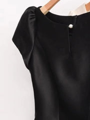 Puff Sleeve O-Neck Crop Blouse