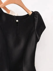 Puff Sleeve O-Neck Crop Blouse