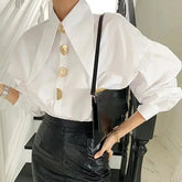 Retro Loose Turn Down Collar Elegant Shirts Blouse