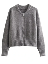 Round Neck Casual Zipper Sweater