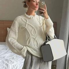 Round Neck Long Sleeve Knitted Sweaters