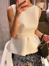 Round Neck Sleeveless Off-the-Shoulder Tops