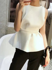 Round Neck Sleeveless Off-the-Shoulder Tops