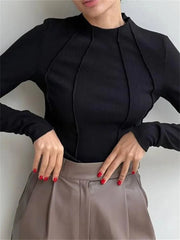 Ruched Turtleneck Slim Fit Casual Pullovers Tops