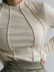 Ruched Turtleneck Slim Fit Casual Pullovers Tops