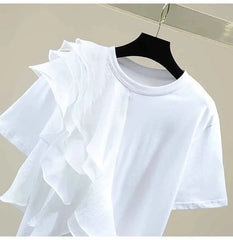 Ruffle Short Sleeve Casual T-Shirt